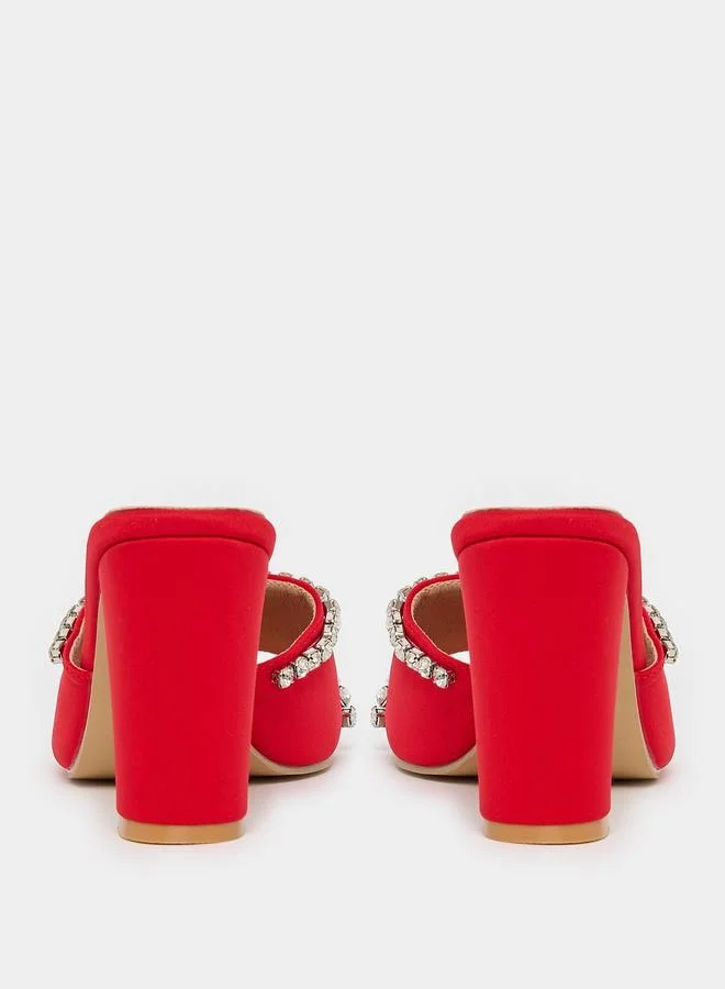Styli Embellished Crystal Strap High Heel Sandals