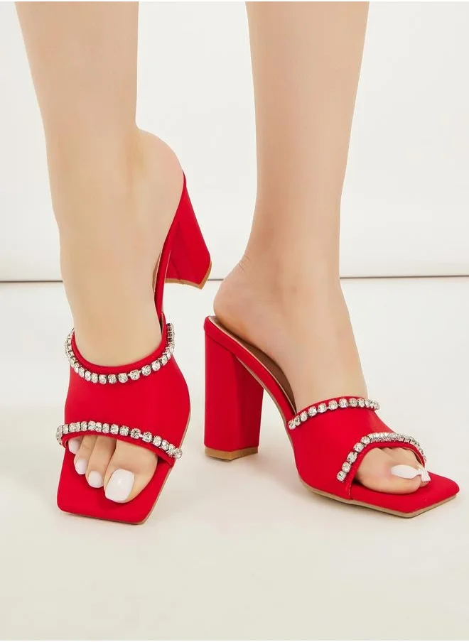 ستايلي Embellished Crystal Strap High Heel Sandals