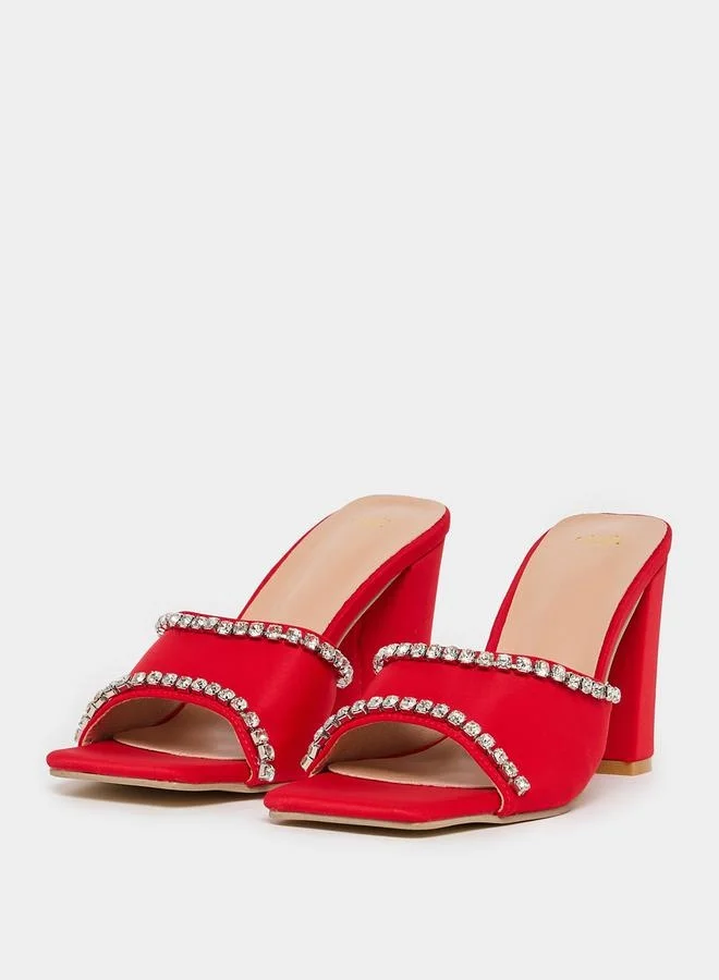 Styli Embellished Crystal Strap High Heel Sandals
