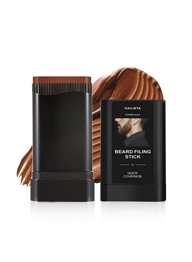 KAILINYA Beard Filling Stick,Comb and repair two in one with combtooth color compensation , Lasting Waterproof Multiuse Moustache Hair Makeup for Men,03#Brown - Image 1