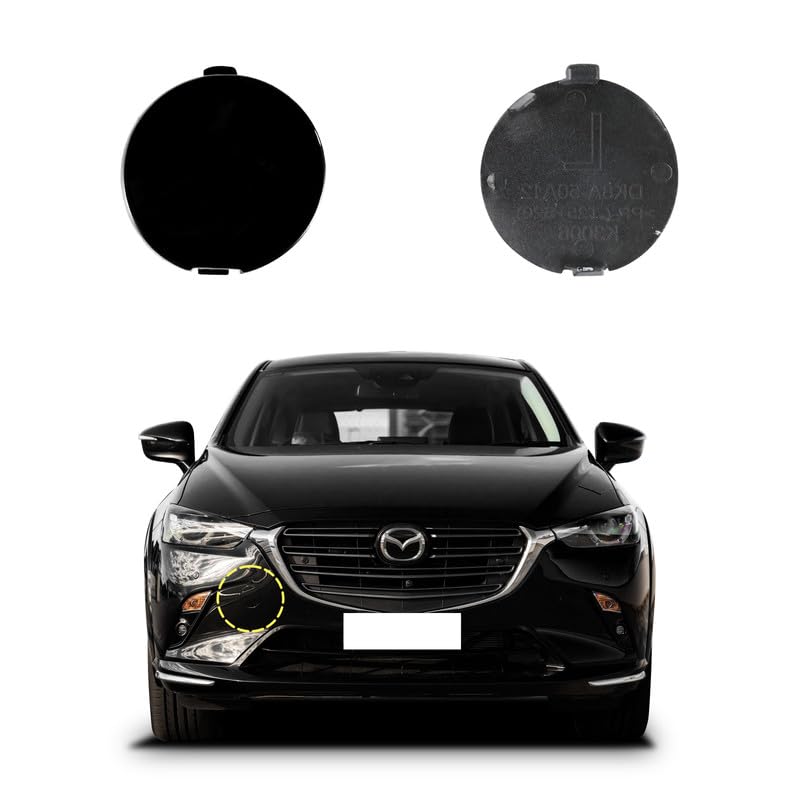 Goholy Car Front Bumper Tow Hook Cover Compatible with Mazda CX3 CX3 DK 2014 2015 2016 2017 2018 2019 2020 2021 2022 2023 Trailer Cover Cap DK8A50A11 Small Lid Towing Eye Cap Black