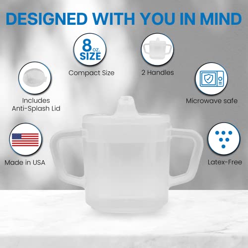 Providence Spillproof Compact 8oz Adult Sippy Cup with 2 Handles - Sip Cups for Adults for Limited Mobility - Handicapped Accessories - Handicap Cups for Elderly Care - Made in the USA - Multi - 3 - Image 4
