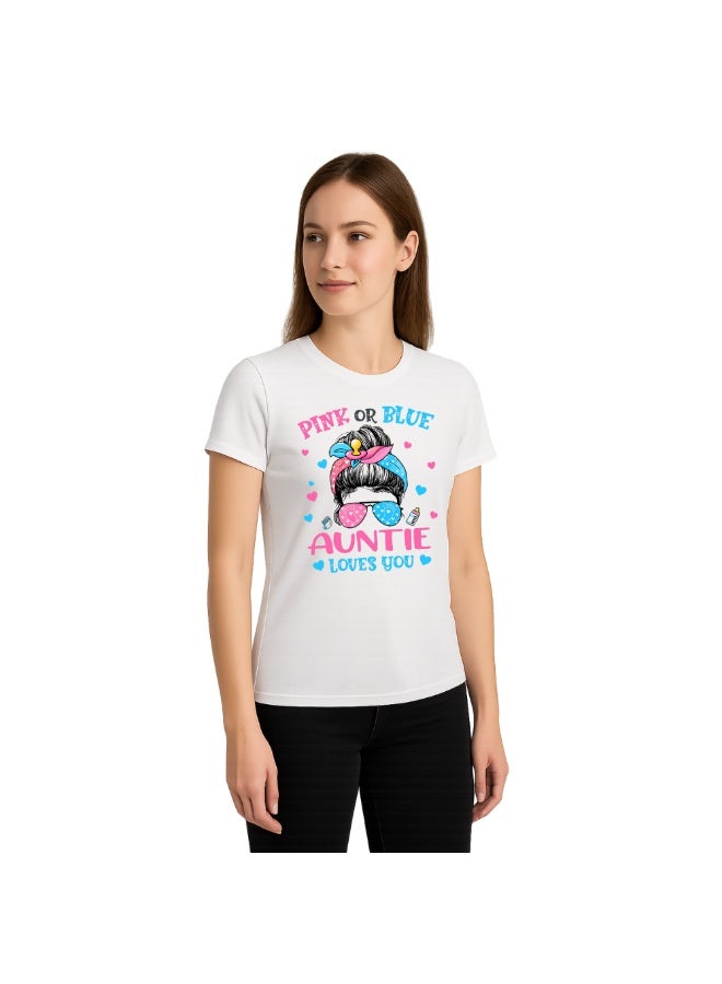 برينت شوب فور مي تيشيرت نسائي "عمة ستُرزق" - تيشيرت قطني ناعم برقبة دائرية وأكمام قصيرة - تصميم مطبوع للخالات الجدد - مثالي للإعلانات عن ولادة طفل أو للملابس الكاجوال - Image 2