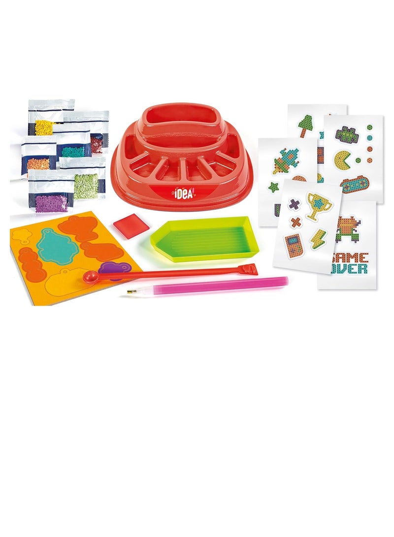 Clementoni IDEA Sparkly Creations - Game Icons Painting, Diamond Art, Art Kit, Gem Laboratory, Creative Play Children 7 Years, Multilingual Color - Image 2