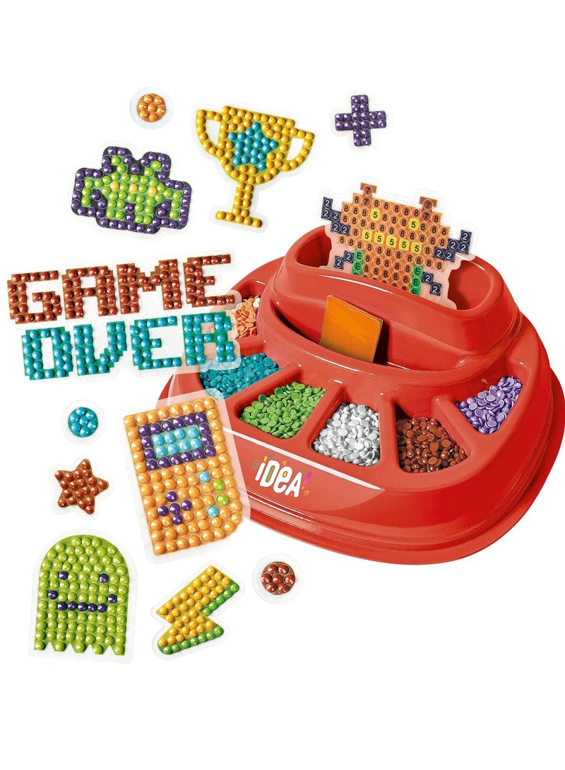 Clementoni IDEA Sparkly Creations - Game Icons Painting, Diamond Art, Art Kit, Gem Laboratory, Creative Play Children 7 Years, Multilingual Color - Image 3