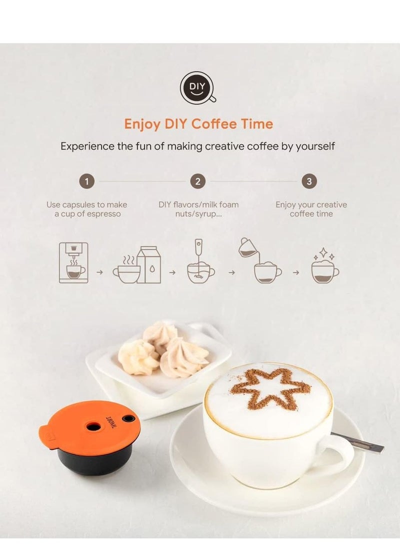 Excefore - Reusable Coffee Capsule Discs for Bosch Tassimo, Refillable Tassimo t Disc Coffee Filter Pod With Silicone Lid With A Stainless Steel Spoon, Orange, 60ml, 1 PCS - Image 1