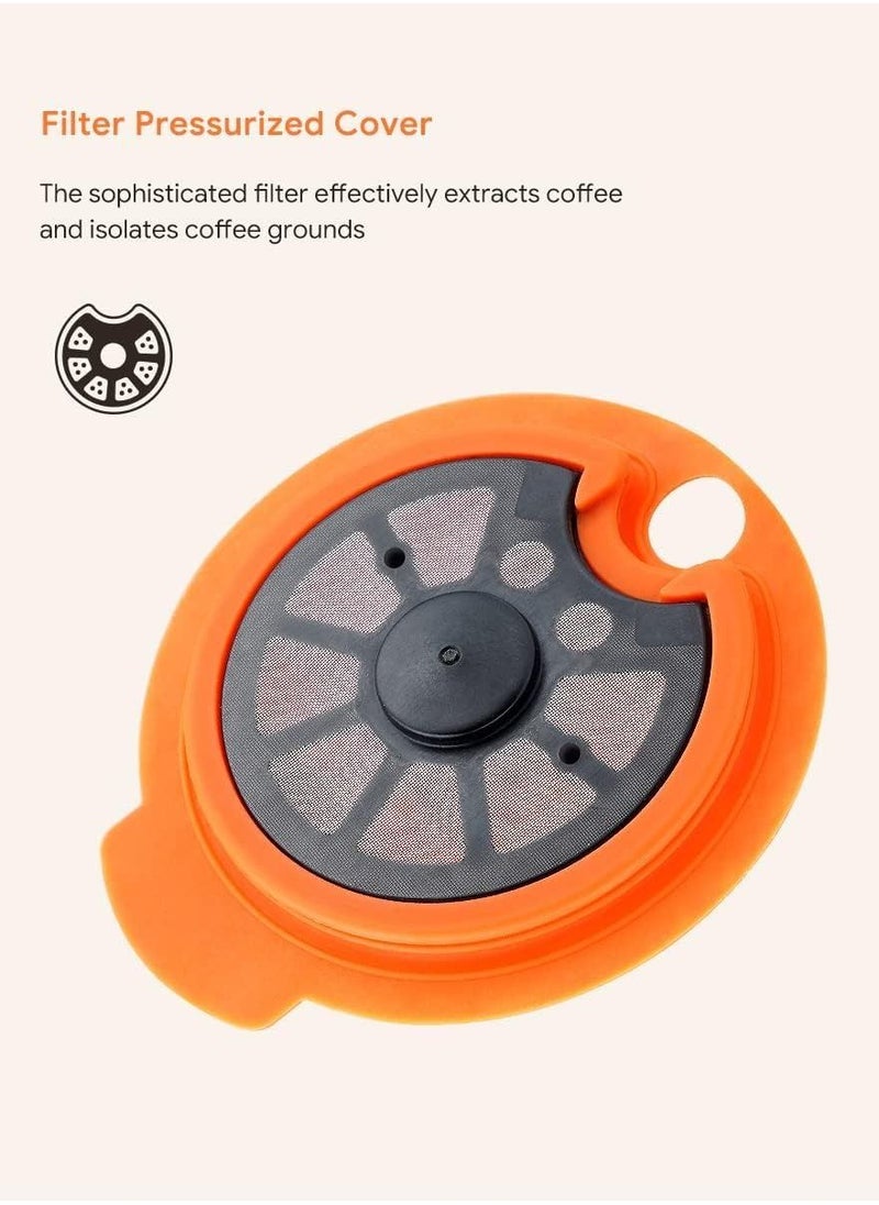 Excefore - Reusable Coffee Capsule Discs for Bosch Tassimo, Refillable Tassimo t Disc Coffee Filter Pod With Silicone Lid With A Stainless Steel Spoon, Orange, 60ml, 1 PCS - Image 1