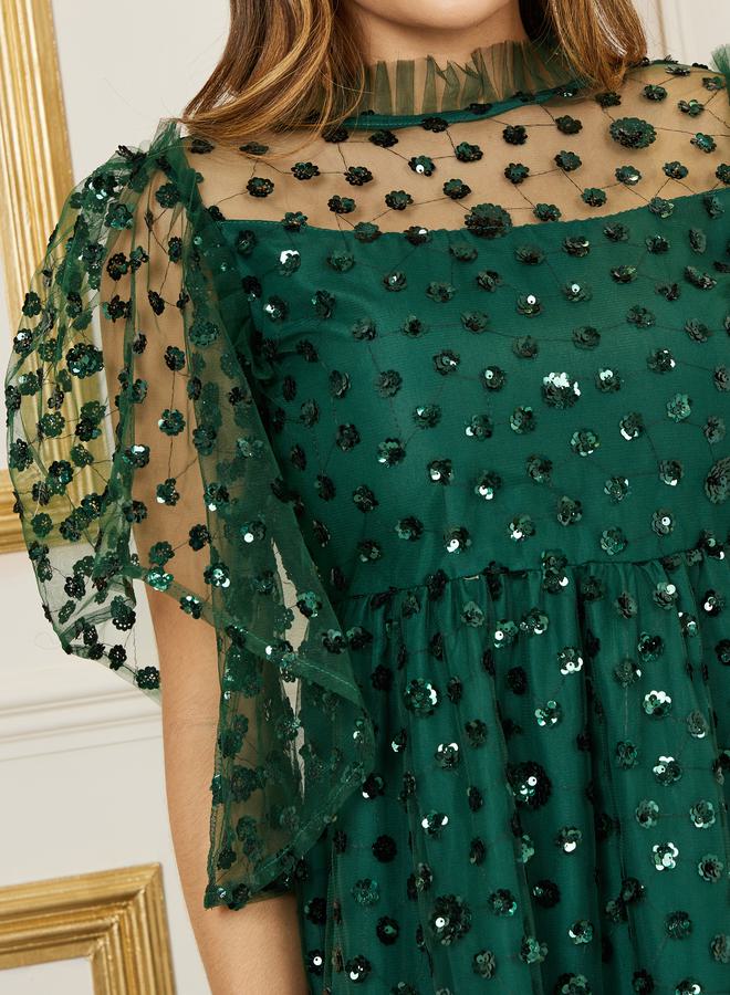 Styli Sequin Tulle Midi Dress  - Image 3