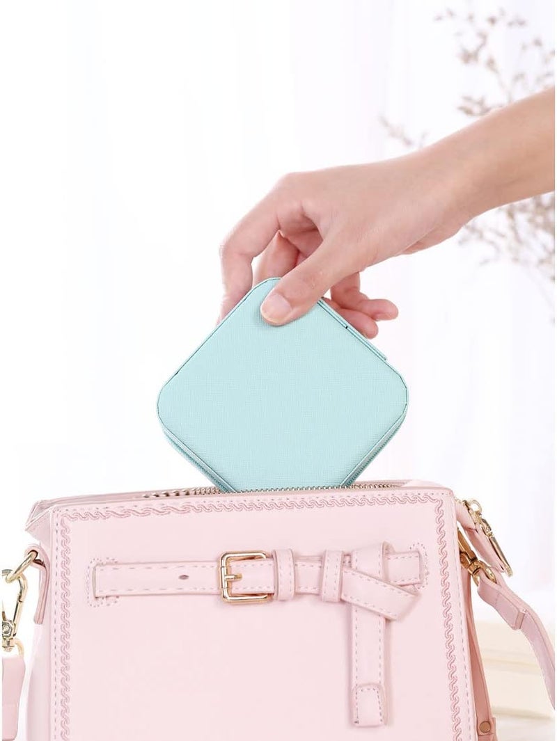 ZPROW Travel Jewelry Case, Mini Portable Jewelry Travel Boxes, Small Jewelry Organizer for Rings, Earrings, Pendants, Watches, Necklaces, Lipsticks Organizer Storage Holder Case (Cyan Blue) - Image 5