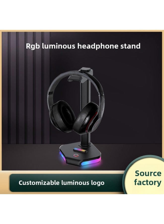 Loquat Hot Sale Black Headset Holder Luminous E-sports Essential Computer Desktop Multi-function Headset Holder-Style:Black Glowing Headset Holder  - Image 1