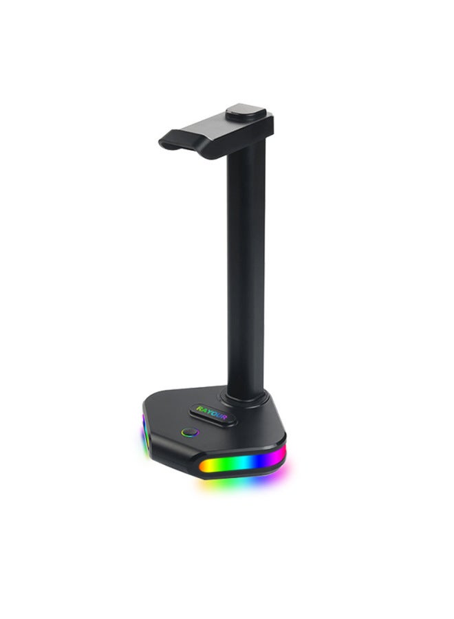 Loquat Hot Sale Black Headset Holder Luminous E-sports Essential Computer Desktop Multi-function Headset Holder-Style:Black Glowing Headset Holder  - Image 5