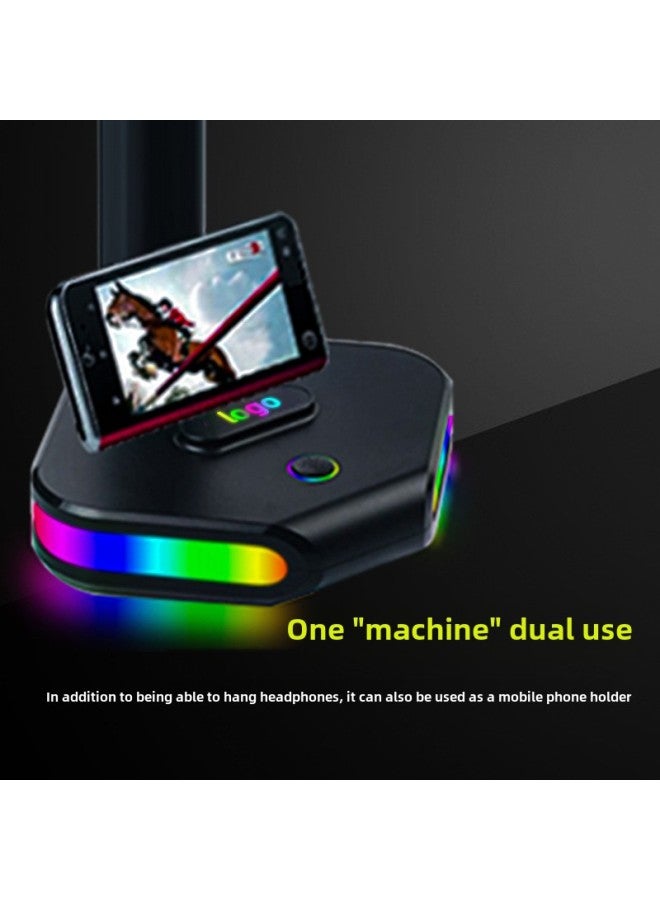 Loquat Hot Sale Black Headset Holder Luminous E-sports Essential Computer Desktop Multi-function Headset Holder-Style:Black Glowing Headset Holder  - Image 3