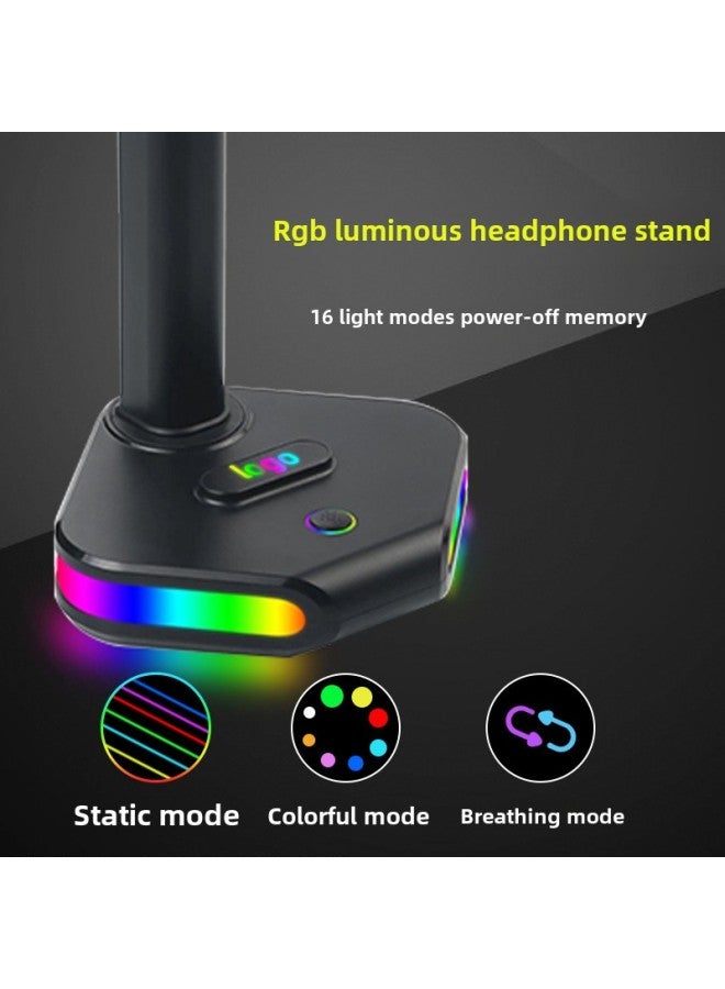 Loquat Hot Sale Black Headset Holder Luminous E-sports Essential Computer Desktop Multi-function Headset Holder-Style:Black Glowing Headset Holder  - Image 2