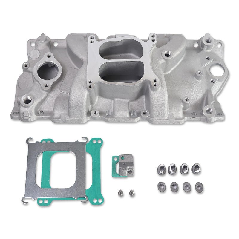 JGhyperX 2101 2001 Intake Manifold Aluminum Dual Plane Compatible with Chevy Small Block 1955-1995 SBC 262 265 267 283 302 305 307 327 350 400 5,500 RPM V8 Engine - Image 1