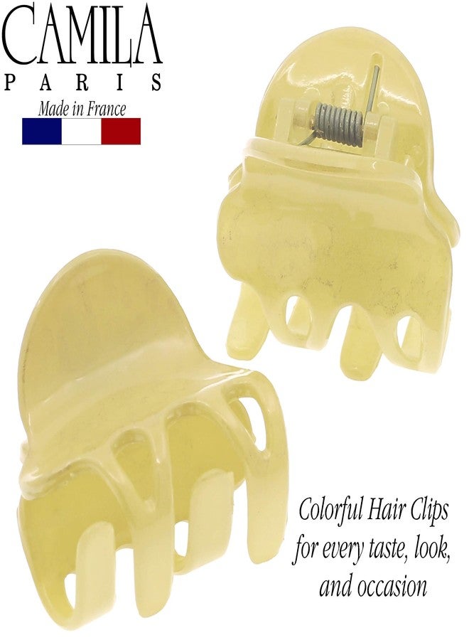 Camila Paris CP3132 French Hair Clip for Women, Set of 2 Small Yellow Girls Hair Claw Clips Fashion Durable Hair Accessories for Women, Luxury Ladies Strong Hold No Slip Grip Clamp, Made in France - Image 2