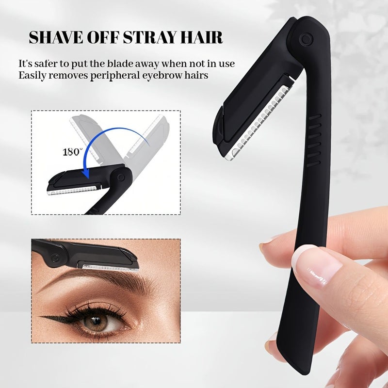 5 Piece Eyebrow Trimmer Set Including Razor Shaver Comb Tweezers Scissors For Makeup Grooming - Image 4