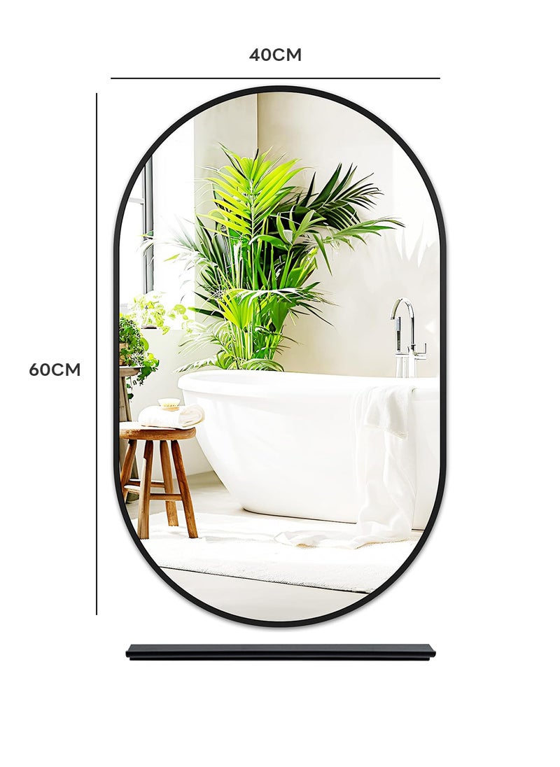 Sharpdo Sharpdo Bathroom Mirror With Shelf Wall Mounted Thickened Aluminum Frame 40x60CM Sleek Design Perfect for Home Decor Modern and Functional Mirror for Space Saving Durable and Lightweight Easy to Install Bathroom Essential Mirror  - Image 5