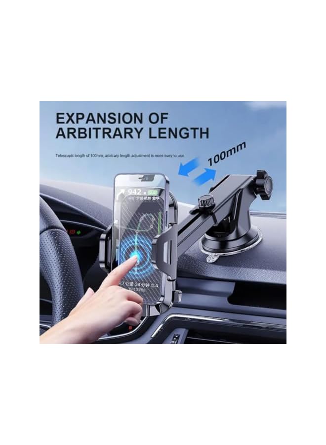 S-TOP Car Phone Holder Mount for iPhone 17/16/15/14, Samsung S25/24/23, 4-in-1 Dashboard/Air Vent/Windscreen, One-Button Release, Metal Hook, 4.7-7.2 - Image 5