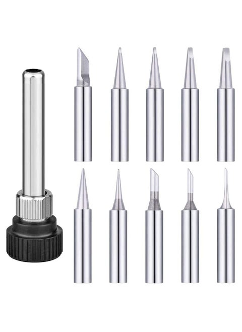 10Pcs 900M Lead-Free Solder Iron Tip Replaceable Soldering Tip Kit with Welding Sleeve for Hakko Quick Aoyue Yihua Maplin ABF Soldering Station