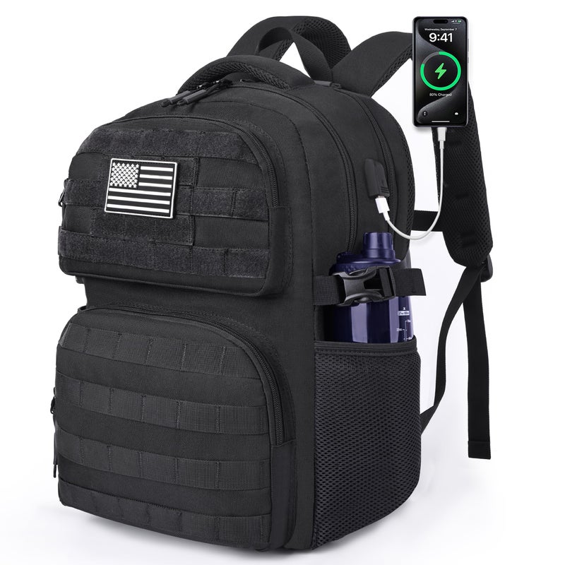 MOZETO Laptop Backpack, 17 Inch Tactical Inspired Utility Large Laptop Backpacks for Men with USB Charger Port 18x14x8 Flight Approved Personal ltem Travel Bag Computer Bag - Image 1