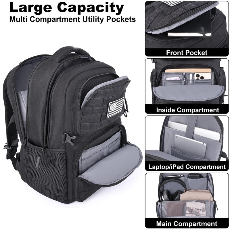 MOZETO Laptop Backpack, 17 Inch Tactical Inspired Utility Large Laptop Backpacks for Men with USB Charger Port 18x14x8 Flight Approved Personal ltem Travel Bag Computer Bag - Image 3