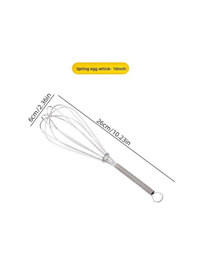 Generic A Generation Of Stainless Steel Manual Egg Beater Household Semi-automatic Hand-held Milk Foam Spring Mixing Baking Tool-Color:10 Inches 26cm (silver)  - Image 1