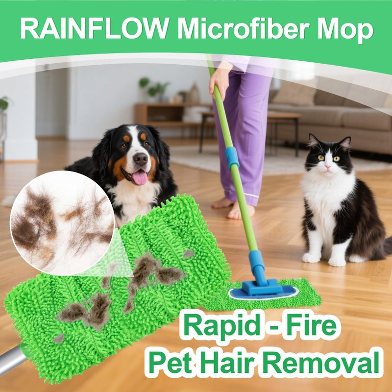 Rainflow 4PCS RAINFLOW Microfiber Mop for Sweeper - Reusable Mop Pads Refill Sweeping Mopping Pad Dust Mops for Hardwood Floors Cleaning(Mop is Not Included) - Image 2