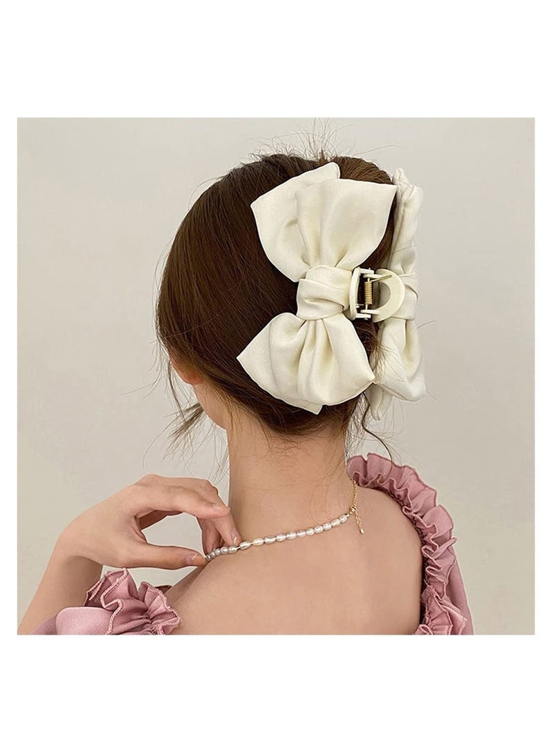 KASTWAVE Butterfly Hair Clips for Women, 2Pcs Black and White Silky Satin Large Butterfly Cute Hair Claw Hold Hair Jaw Clips Bowknot Hairpin - Image 4