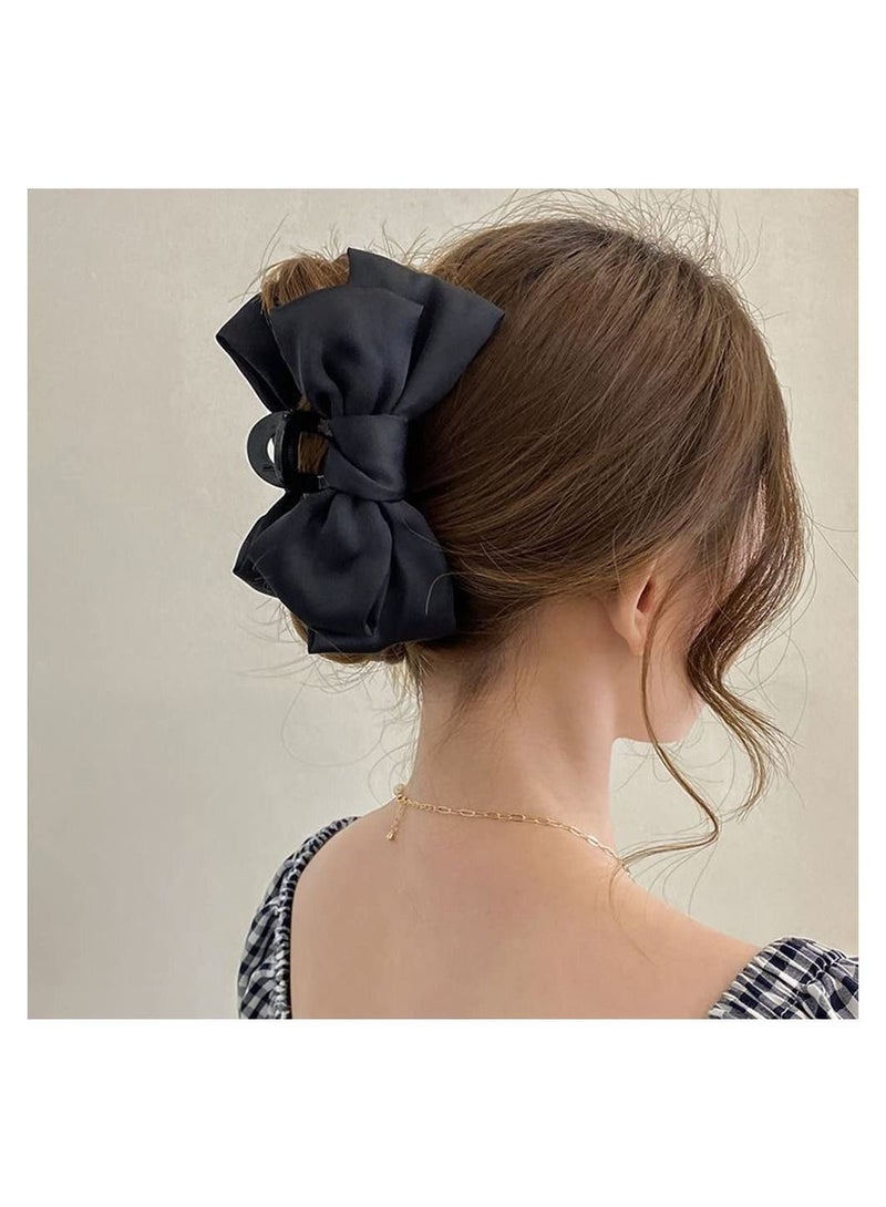 KASTWAVE Butterfly Hair Clips for Women, 2Pcs Black and White Silky Satin Large Butterfly Cute Hair Claw Hold Hair Jaw Clips Bowknot Hairpin - Image 5