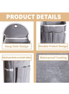 Y&D 3 Pcs Fabric Wall Hanging Storage Caddy Bag ,Over The Door Closet Organizer with Free Sticky Hooks，Desktop Cotton Linen Basket for Bedroom Bathroom  - Image 5