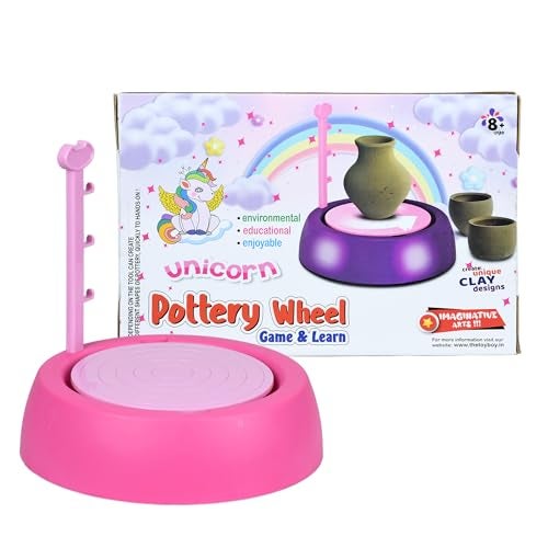 Braintastic Unicorn Kids Pottery Wheel Kit - Battery Operated Pottery Wheel & Painting Kit for Beginners with Modeling Clay, Sculpting Clay & Tools, Arts & Crafts Kids Age 8-12 - Image 1