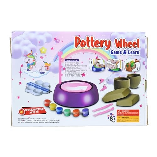 Braintastic Unicorn Kids Pottery Wheel Kit - Battery Operated Pottery Wheel & Painting Kit for Beginners with Modeling Clay, Sculpting Clay & Tools, Arts & Crafts Kids Age 8-12 - Image 4