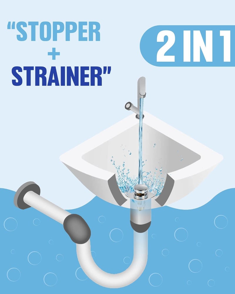 tgosomt Bathroom Sink Stopper, Bathroom Sink Drain Strainer, Revolutionary Bathroom Accessories and Essentials (Shiny Chrome) - Image 2