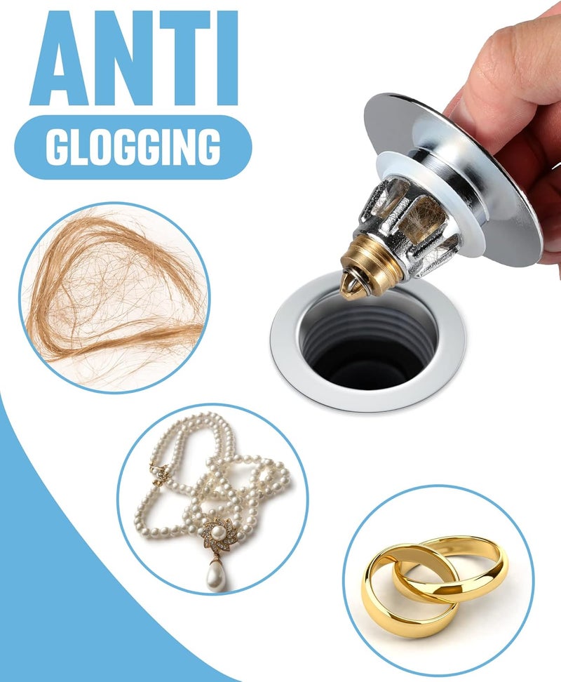 tgosomt Bathroom Sink Stopper, Bathroom Sink Drain Strainer, Revolutionary Bathroom Accessories and Essentials (Shiny Chrome) - Image 3