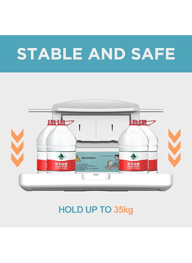 إيروريكس محطة تغيير حفاضات الأطفال M01 المثبتة على الحائط، طاولة رعاية الأطفال التجارية القابلة للطي مع أمان قابل للتعديل - Image 5