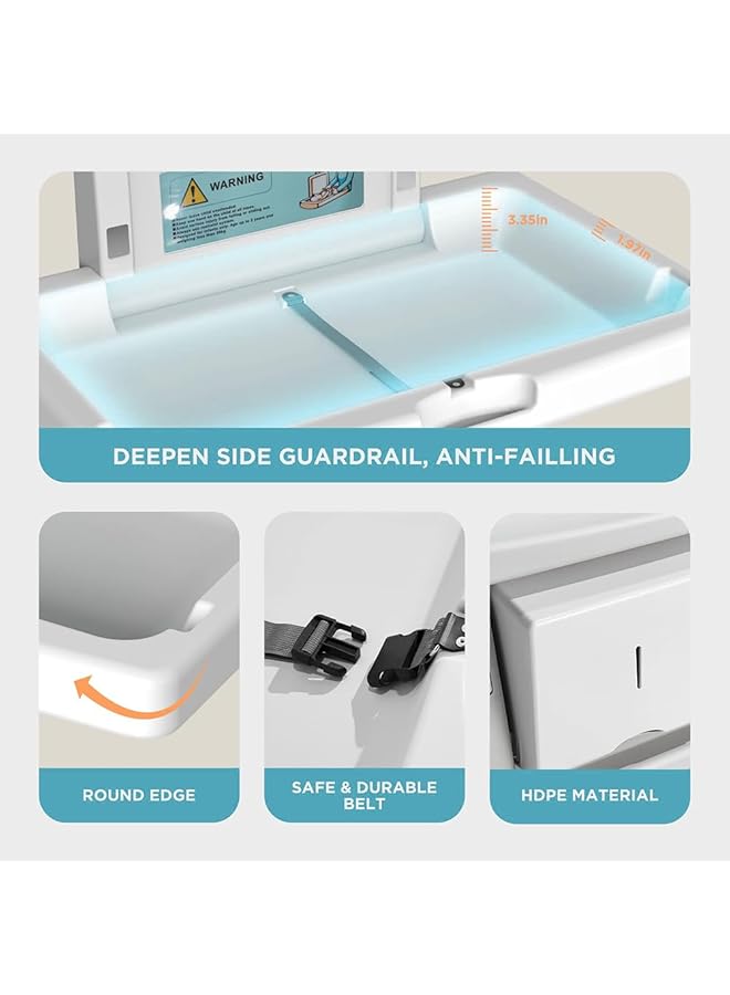 إيروريكس محطة تغيير حفاضات الأطفال M01 المثبتة على الحائط، طاولة رعاية الأطفال التجارية القابلة للطي مع أمان قابل للتعديل - Image 4