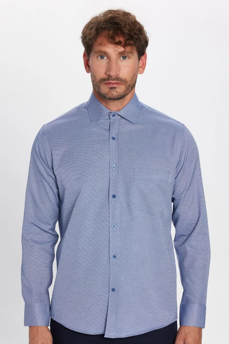 تودورس Classic Fit Long Sleeve Tie Collar Dobby Men's Shirt