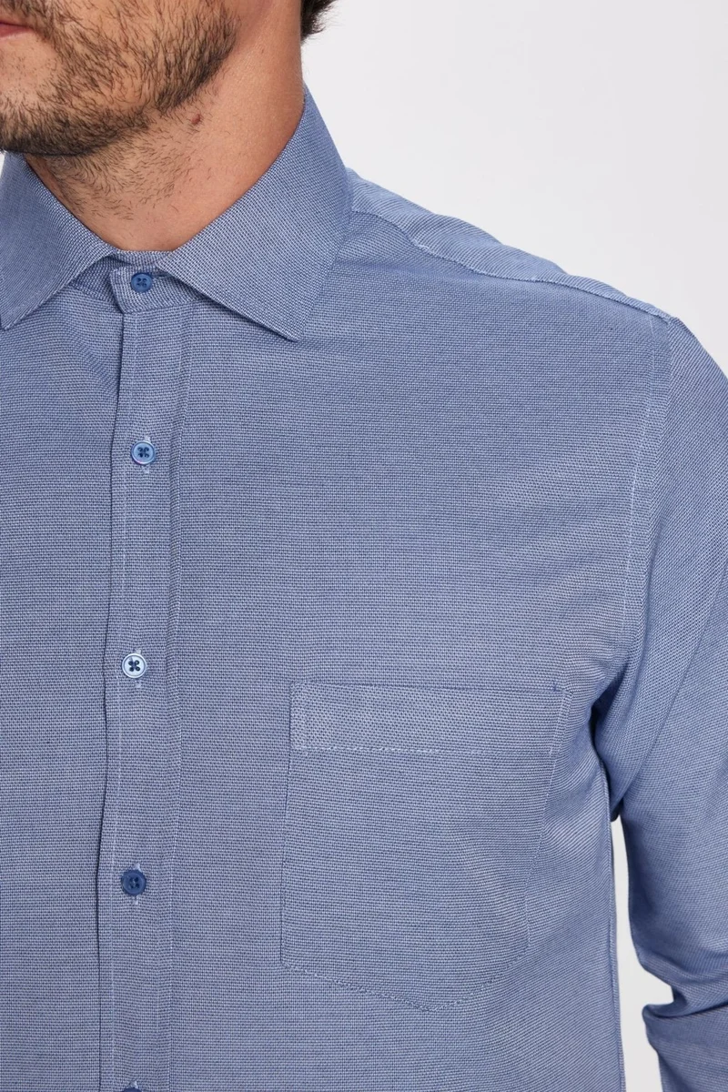 تودورس Classic Fit Long Sleeve Tie Collar Dobby Men's Shirt