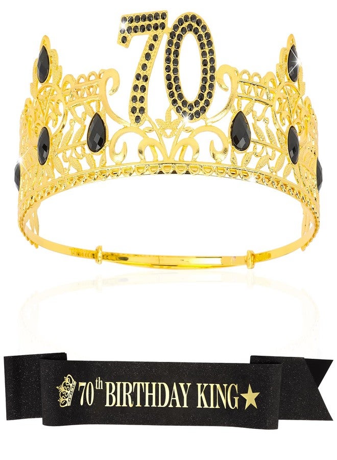 Hapdoo 70th Birthday Decorations for Men, 70th Birthday Gifts for Him 70th Birthday Party Decorations Men Set - 70th Birthday King Crown and Sash, Happy 70th Birthday Party Favors Men - Image 1