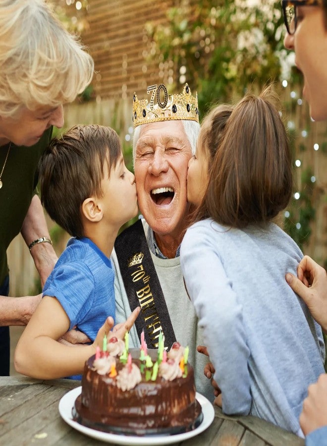 Hapdoo 70th Birthday Decorations for Men, 70th Birthday Gifts for Him 70th Birthday Party Decorations Men Set - 70th Birthday King Crown and Sash, Happy 70th Birthday Party Favors Men - Image 4