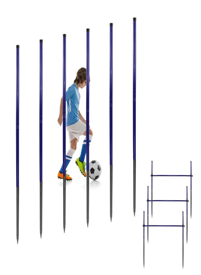 Qufiona Agility Poles, 6 Pack 4.9FT Metal Soccer Training Poles Adjustable Agility Hurdles Training Equipment - Image 1