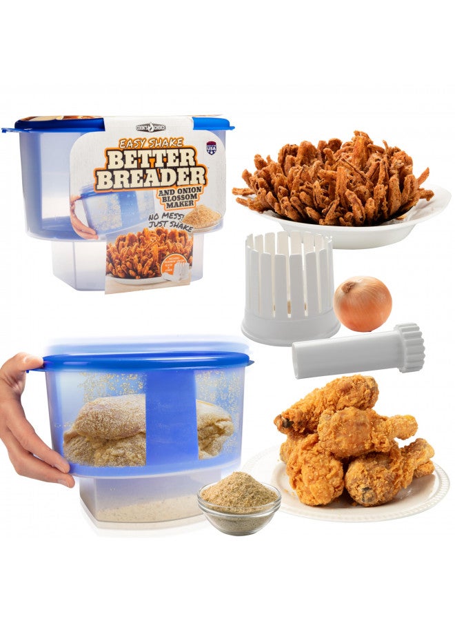 Onion Blossom Maker Set with The Original Better Breader Bowl - All-in-one Set includes Blooming Onion Slicer & Mess Free Batter Breading Station for at Home or On-the-Go - Perfect Coating Each Time