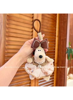 Generic 13cm Handdog Celebrity Princess Striped Skirt Bow Keychain Pendant Mobile Phone Back Clip Crossbody Rope Net Red-Color:Colorful Love Skirt-Height:13cm Mobile Phone Back Clip  - Image 5