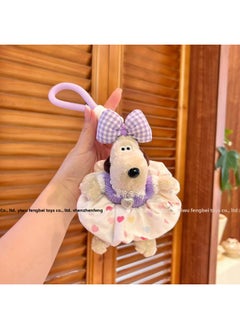 Generic 13cm Handdog Celebrity Princess Striped Skirt Bow Keychain Pendant Mobile Phone Back Clip Crossbody Rope Net Red-Color:Colorful Love Skirt-Height:13cm Mobile Phone Back Clip  - Image 1