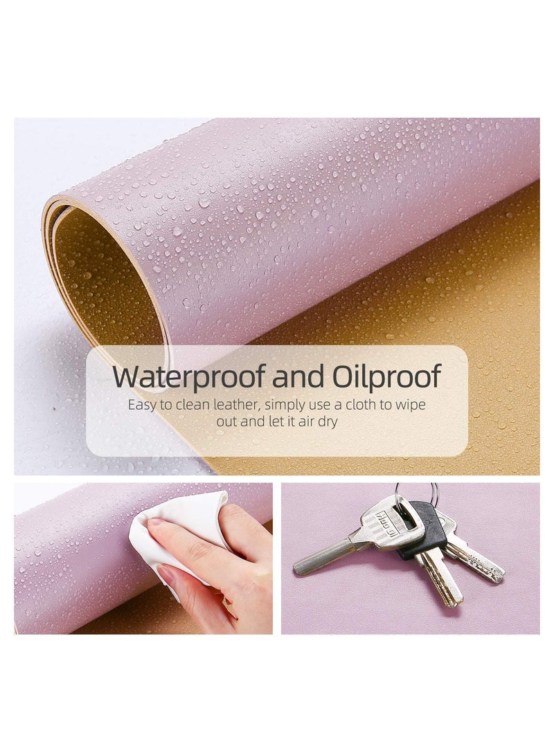 Cool Baby COOLBABY Multifunctional Office Desk Pad Ultra Thin Waterproof PU Leather Mouse Pad Dual Use Desk Writing Mat for Office/Home(70*35 CM Gold + Pink) - Image 2