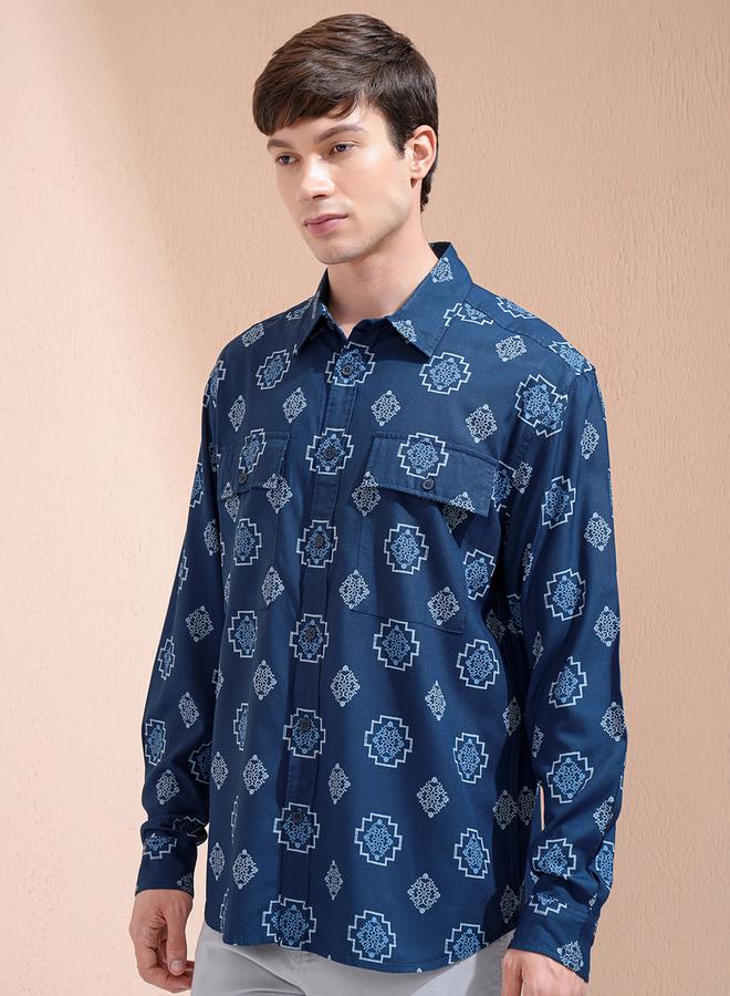 HIGHLANDER Printed Oversized Collared Shirt with Pockets - Image 4