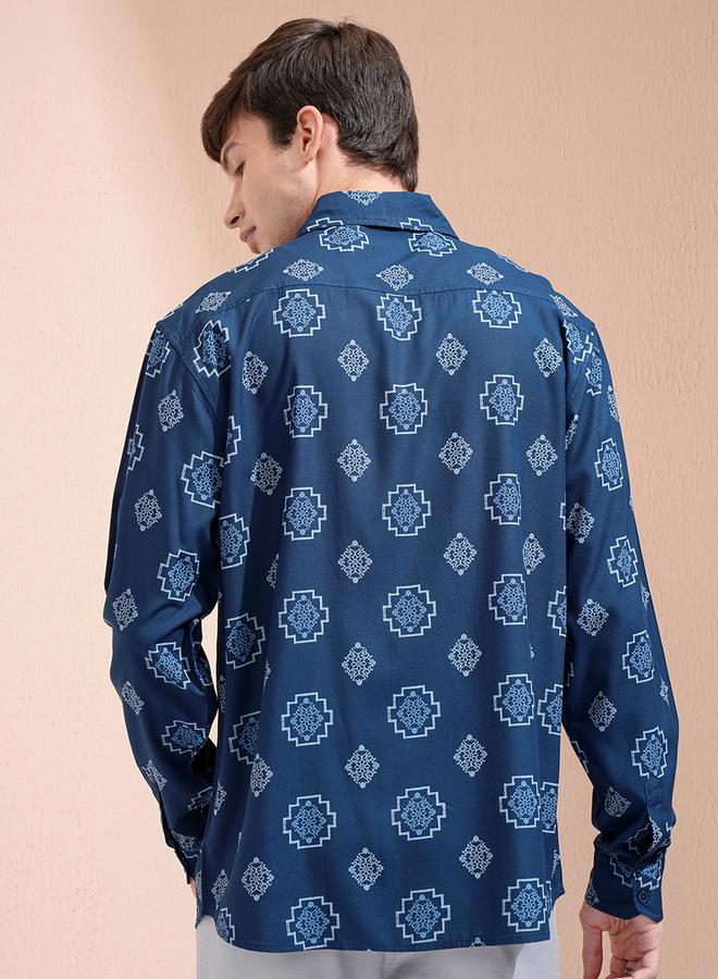 HIGHLANDER Printed Oversized Collared Shirt with Pockets - Image 3