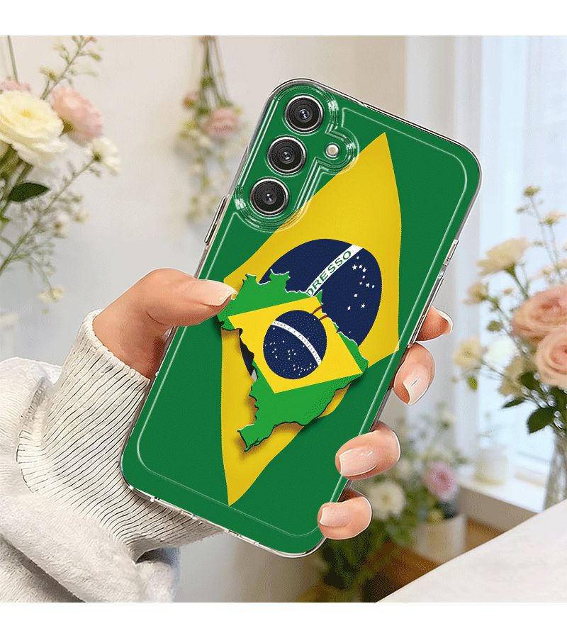 Phone Case For Samsung Galaxy A30s Transparent White Brazil Flag Map Pattern Stylish Cute - Image 3