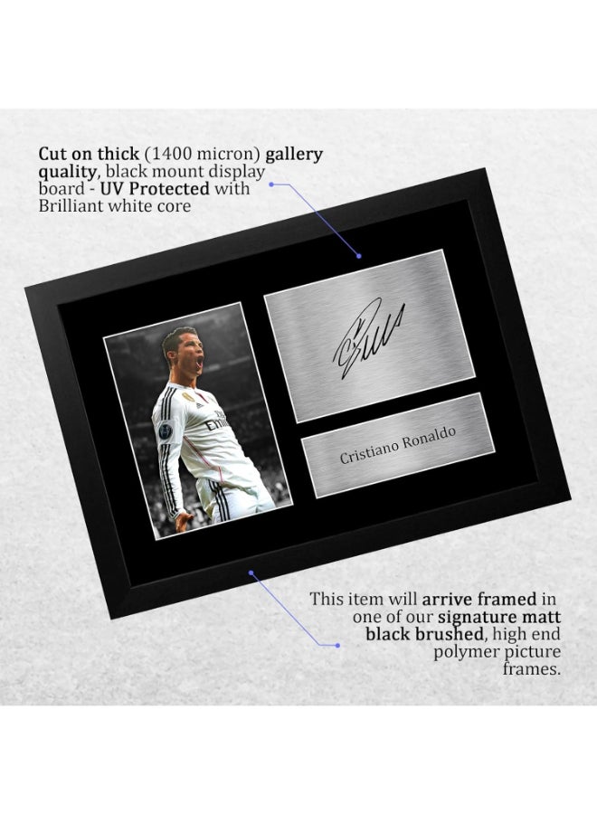 إتش دبليو سي تريدينغ هدايا HWC Trading لكريستيانو رونالدو من ريال مدريد مطبوعة وموقعة ومؤطرة بمقاس A4 لمحبي كرة القدم والمشجعين - Image 3