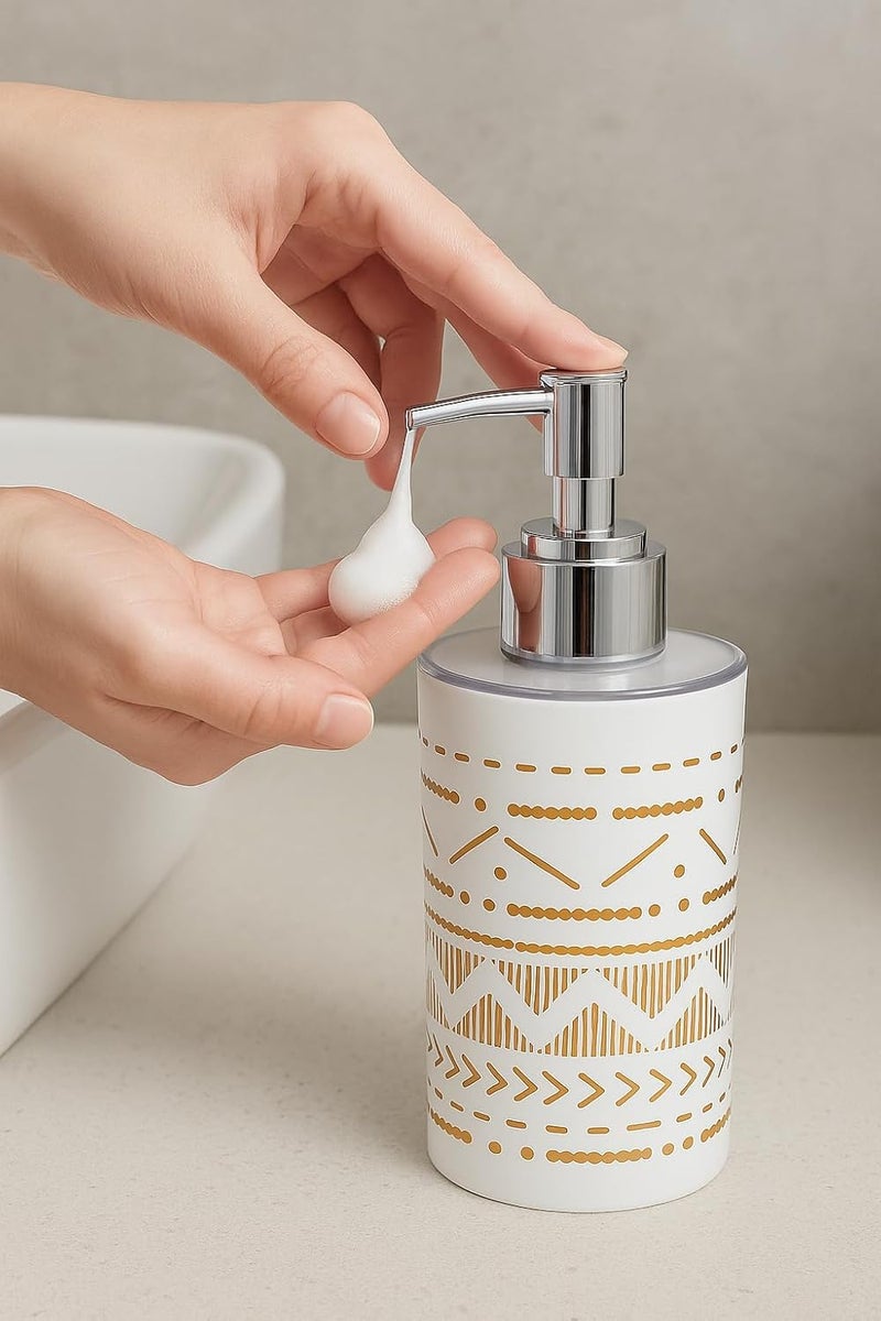 LAGET ® 300ml Soap Dispenser for wash Basin - White Black Golden Print | Kitchen and Bathroom Accessories Items | Handwash Dispenser Bottle- Set of 2 - Image 2